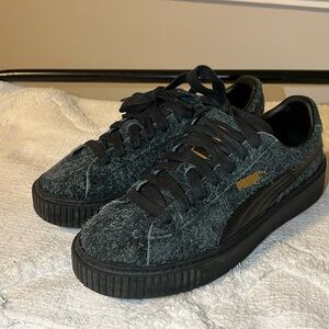 Puma Green/Black Suede Platform Sneakers